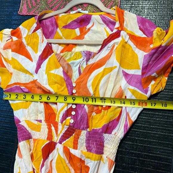Abel the Label Anthropologie Multicolor Swish Printed Flutter Sleeve Dress M - Picture 7 of 9
